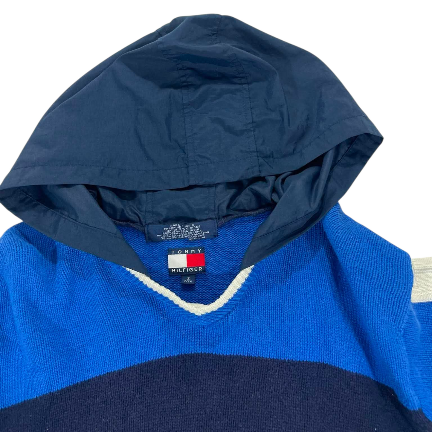 TOMMY HILFIGER BLUE & NAVY STRIPED HOODIE (S)