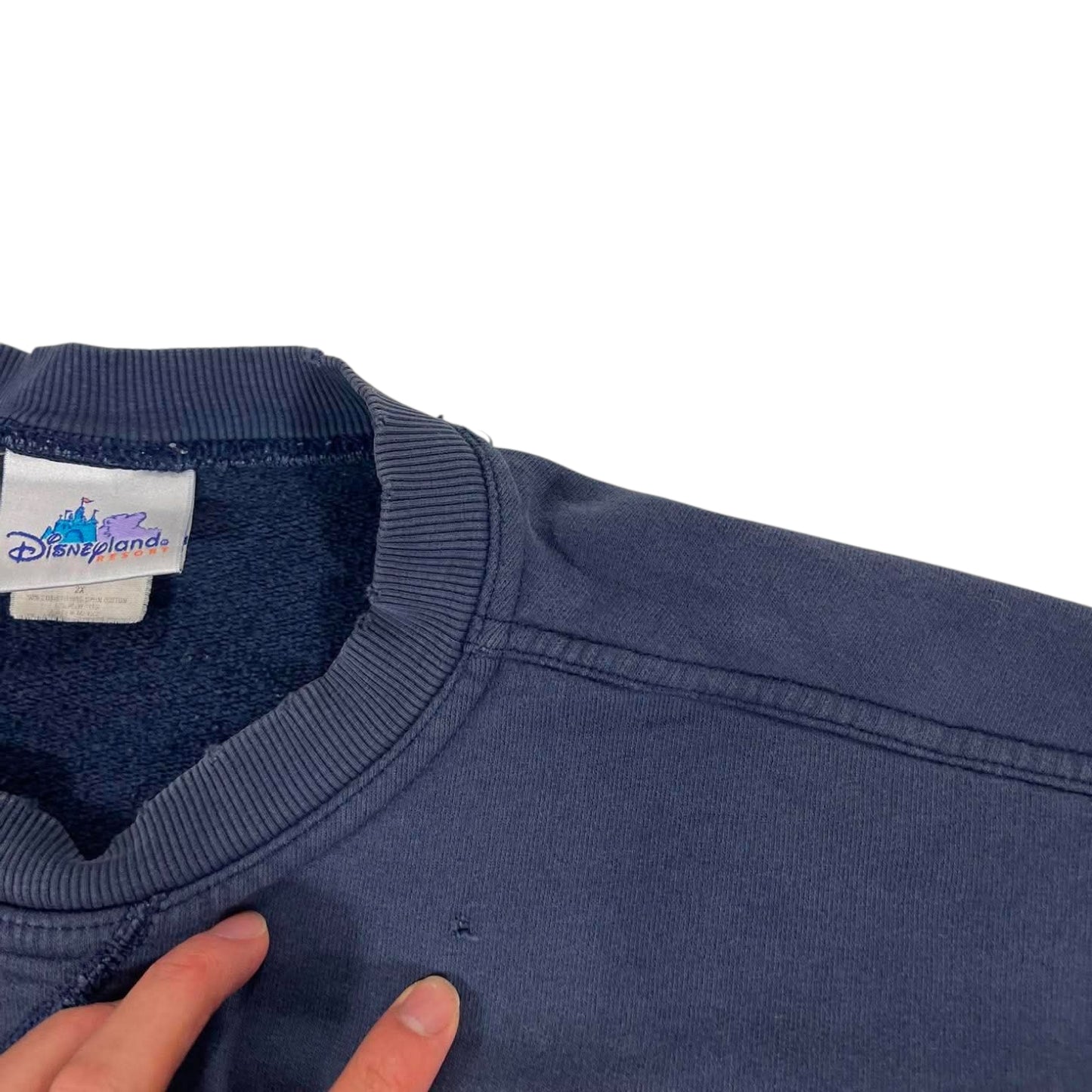 TRASHED DISNEYLAND RESORT SWEATSHIRT WITH AMERICAN FLAG DESIGN (L)