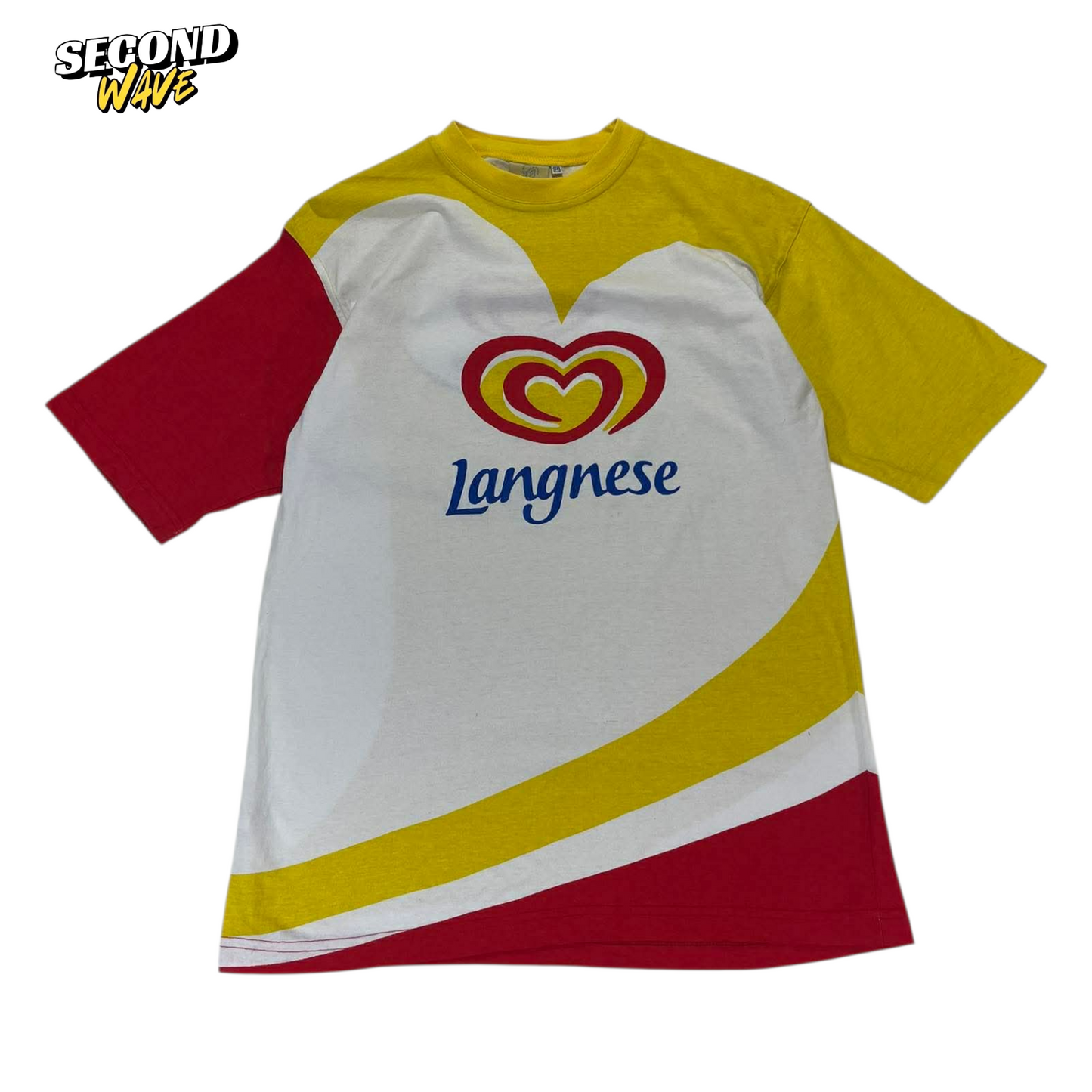 VINTAGE LANGNESE ICE CREAM YELLOW COTTON T-SHIRT (M)