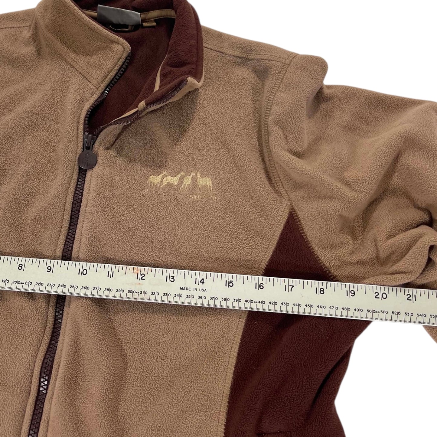 Y2K OUTBACK TRADING CO. BROWN & TAN FLEECE JACKET (M)