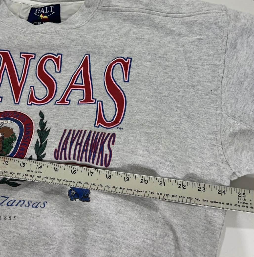 VINTAGE GREY KANSAS JAYHAWKS CREWNECK SWEATSHIRT (L)