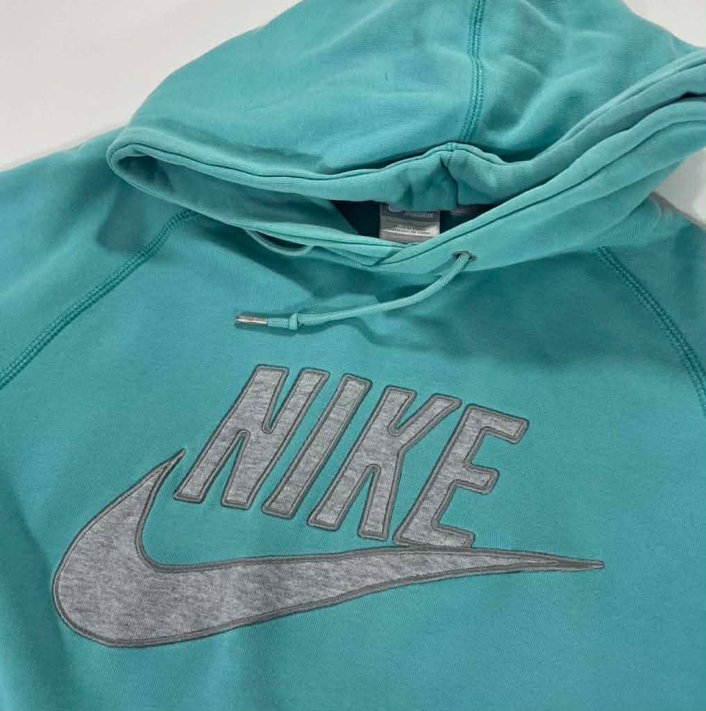 VINTAGE EMERALD NIKE HOODIE WITH GREY LOGO (L)