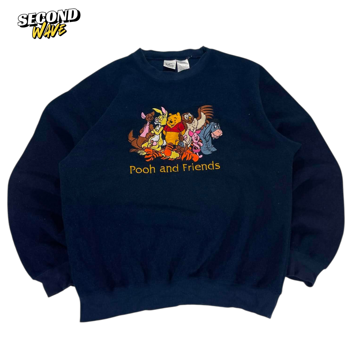 VINTAGE EMBROIDERED DISNEY WINNIE THE POOH NAVY SWEATSHIRT (L)