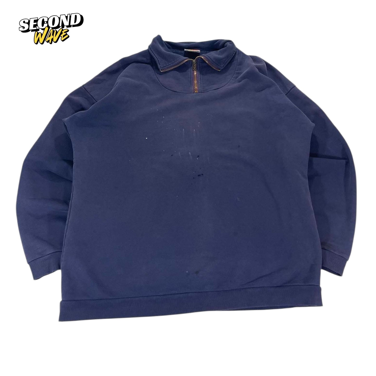 TRASHED ACTIVE WEAR NZ NAVY BLUE QUARTER ZIP (L)