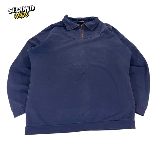 TRASHED ACTIVE WEAR NZ NAVY BLUE QUARTER ZIP (L)