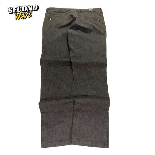 VINTAGE GREY PLAID STRAIGHT LEG TROUSERS (34)