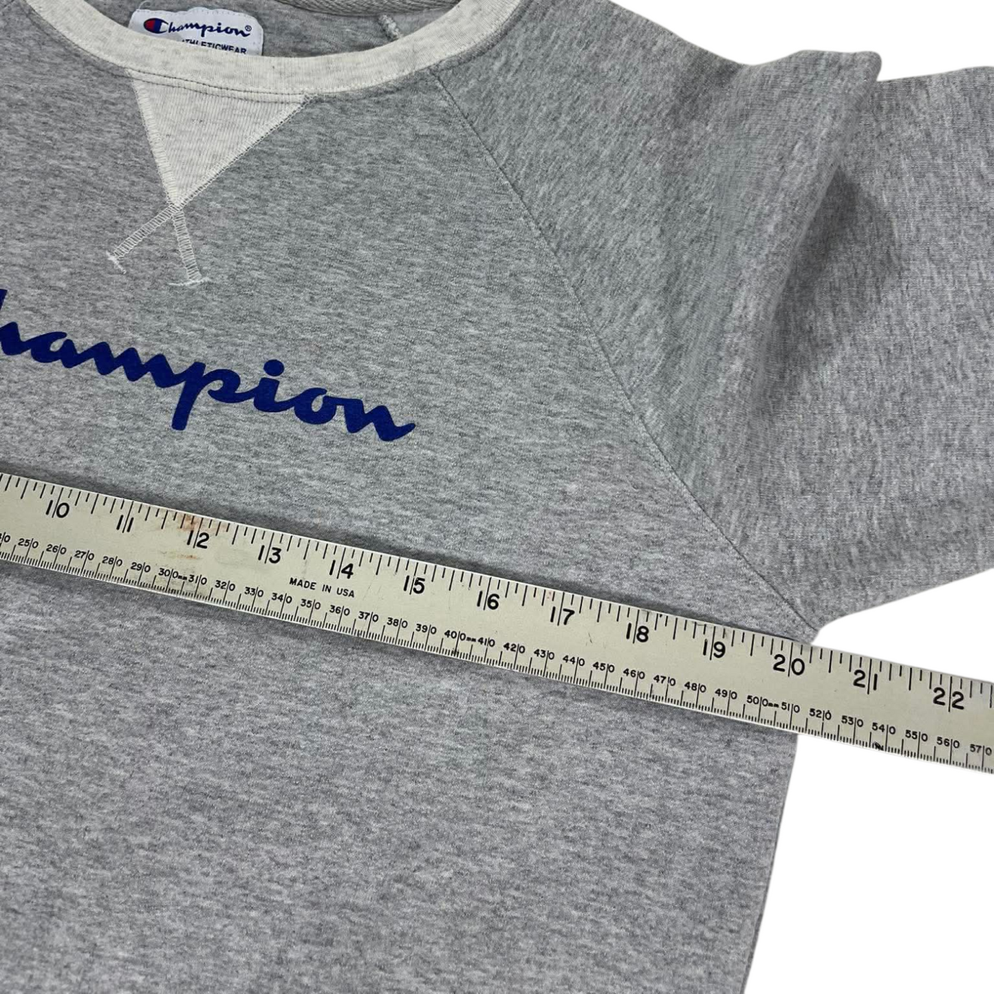 CHAMPION GREY SWEATSHIRT EMBROIDERED LOGO (M)