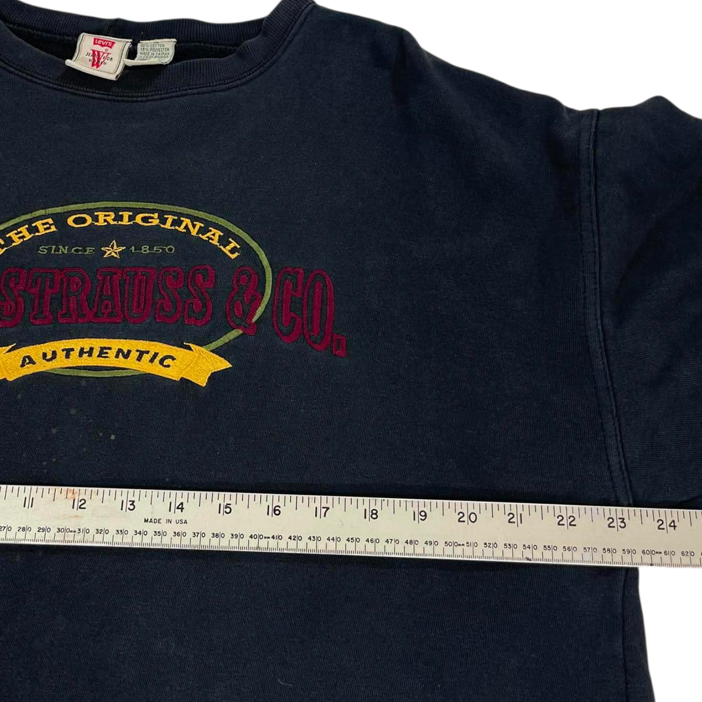 VINTAGE TRASHED LEVI'S NAVY SWEATSHIRT (M)