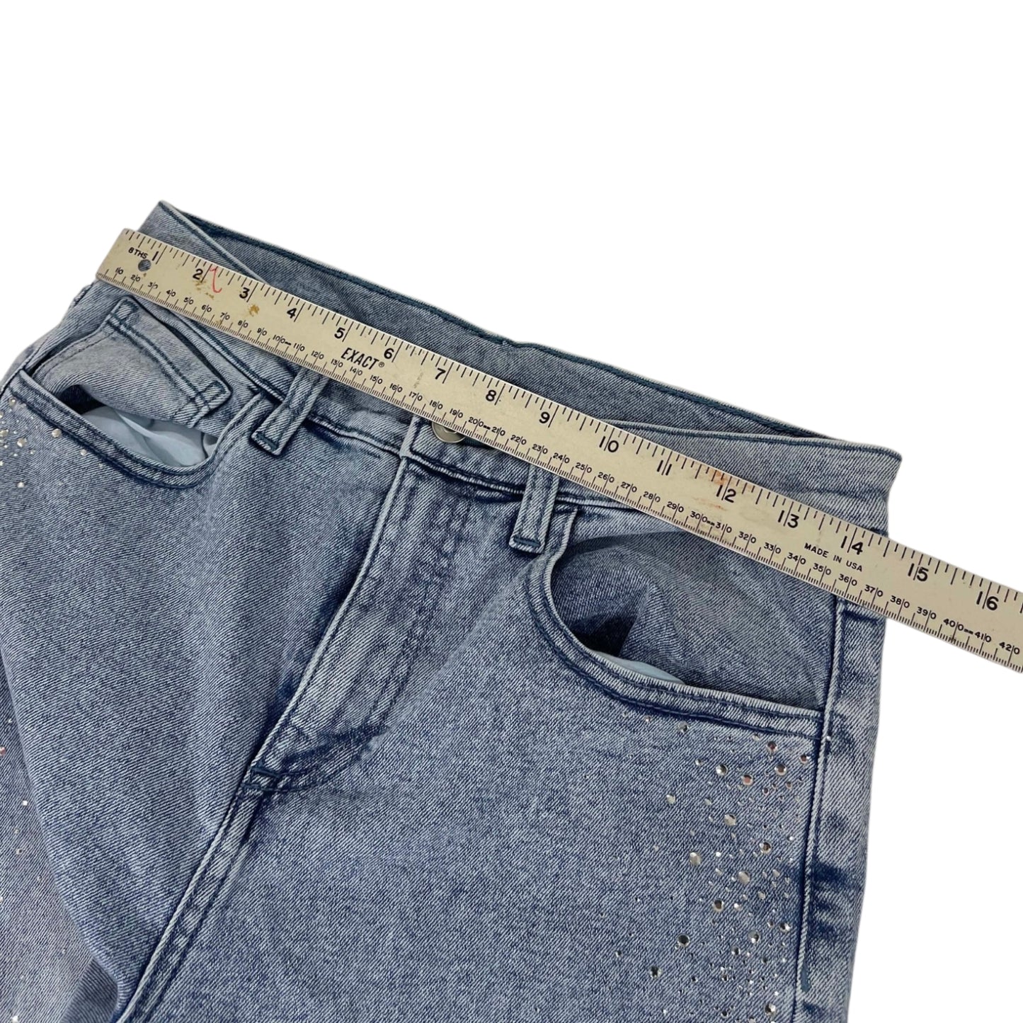 Y2K BLUE WITH SILVER GLITTERS JEANS (28)