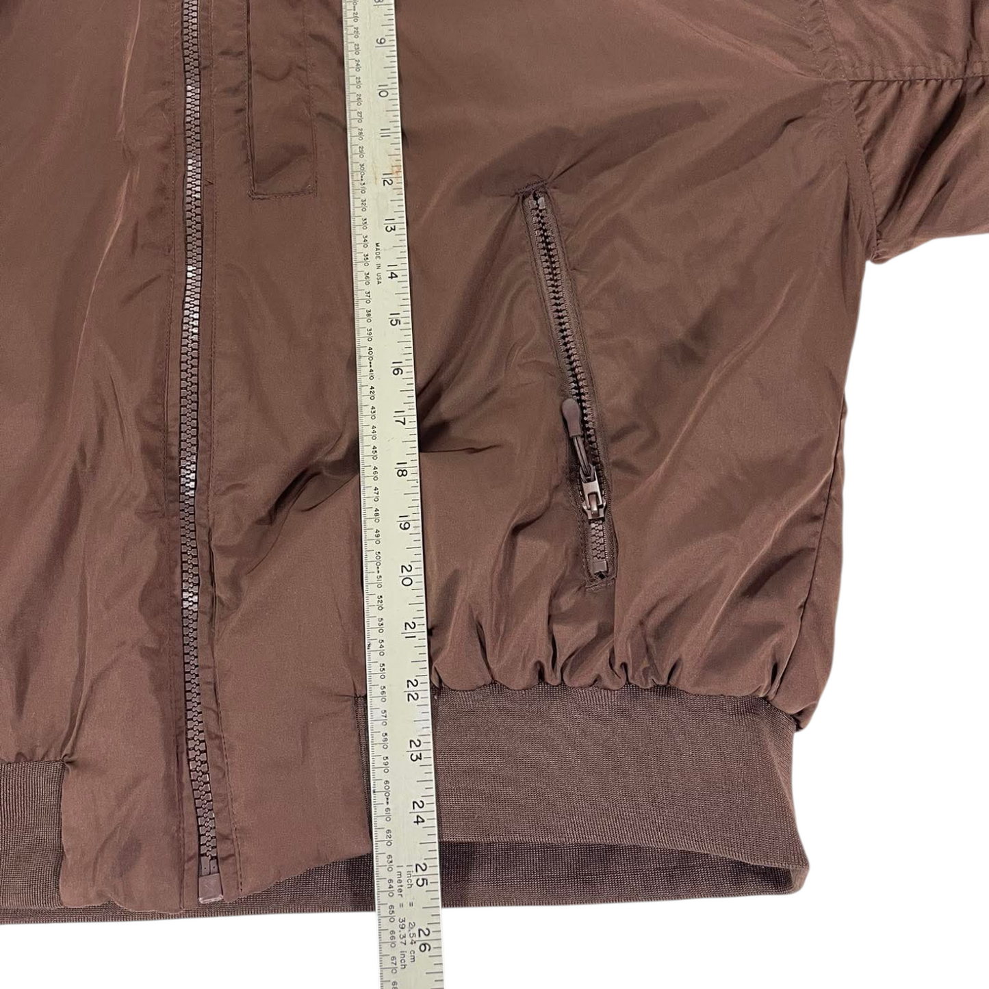 BODY BROWN BOMBER JACKET WITH ZIPPER POCKETS AND ELASTIC CUFFS (M)
