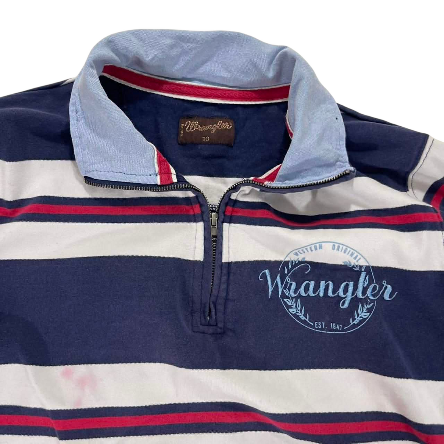 WRANGLER NAVY BLUE STRIPED QUARTER ZIP SWEATSHIRF (10)