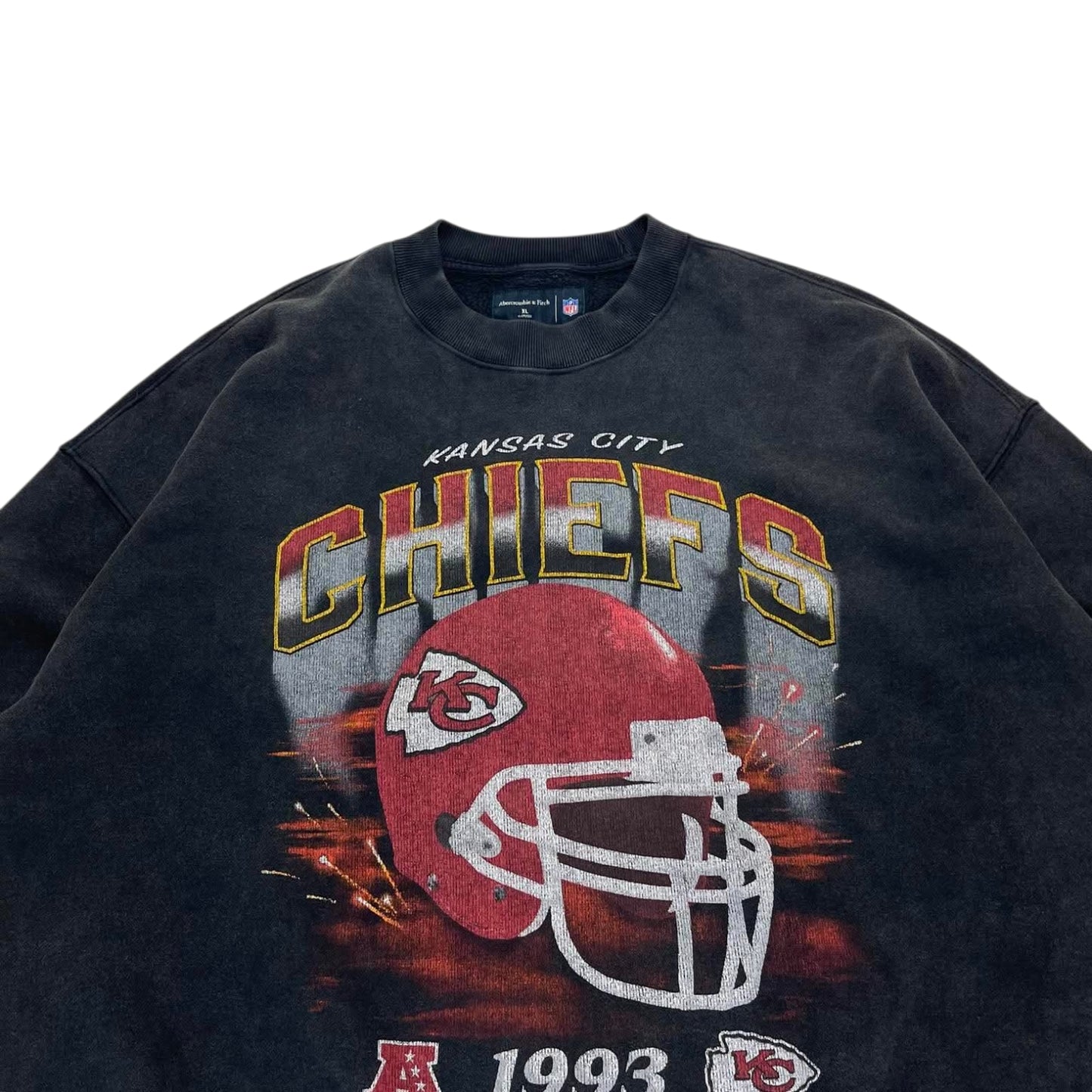 VINTAGE ABERCROMBIE & FITCH KANSAS CITY CHIEFS BLACK CREWNECK (XL)
