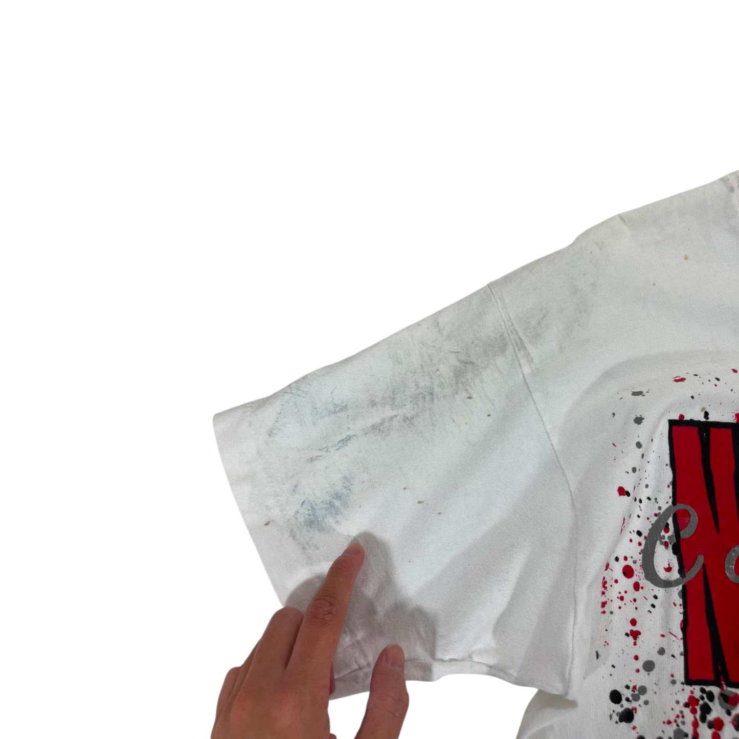 VINTAGE SINGLE STITCHED NEBRASKA CORNHUSKERS WHITE & RED TEE (M)