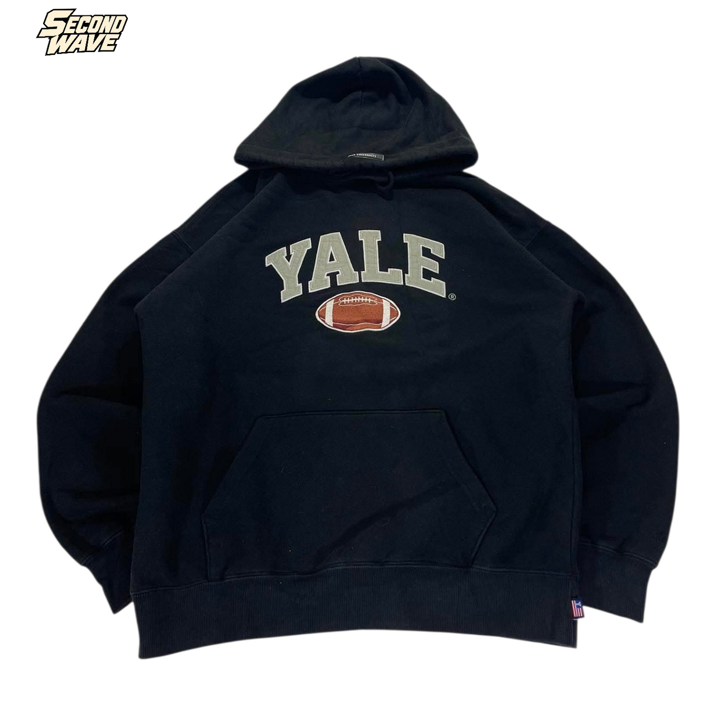 VINTAGE EMBROIDERED YALE BLACK HOODIE (L - XL)