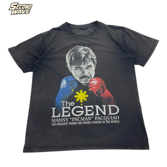 VINTAGE FADED MANNY PACQUIAO BLACK T-SHIRT (M-L)