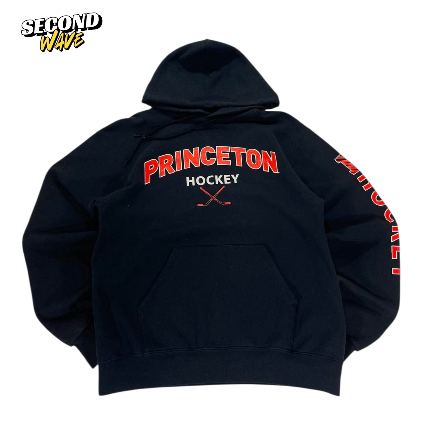 VINTAGE PRINCETON UNIVERSITY HOCKEY BLACK HOODIE (M)