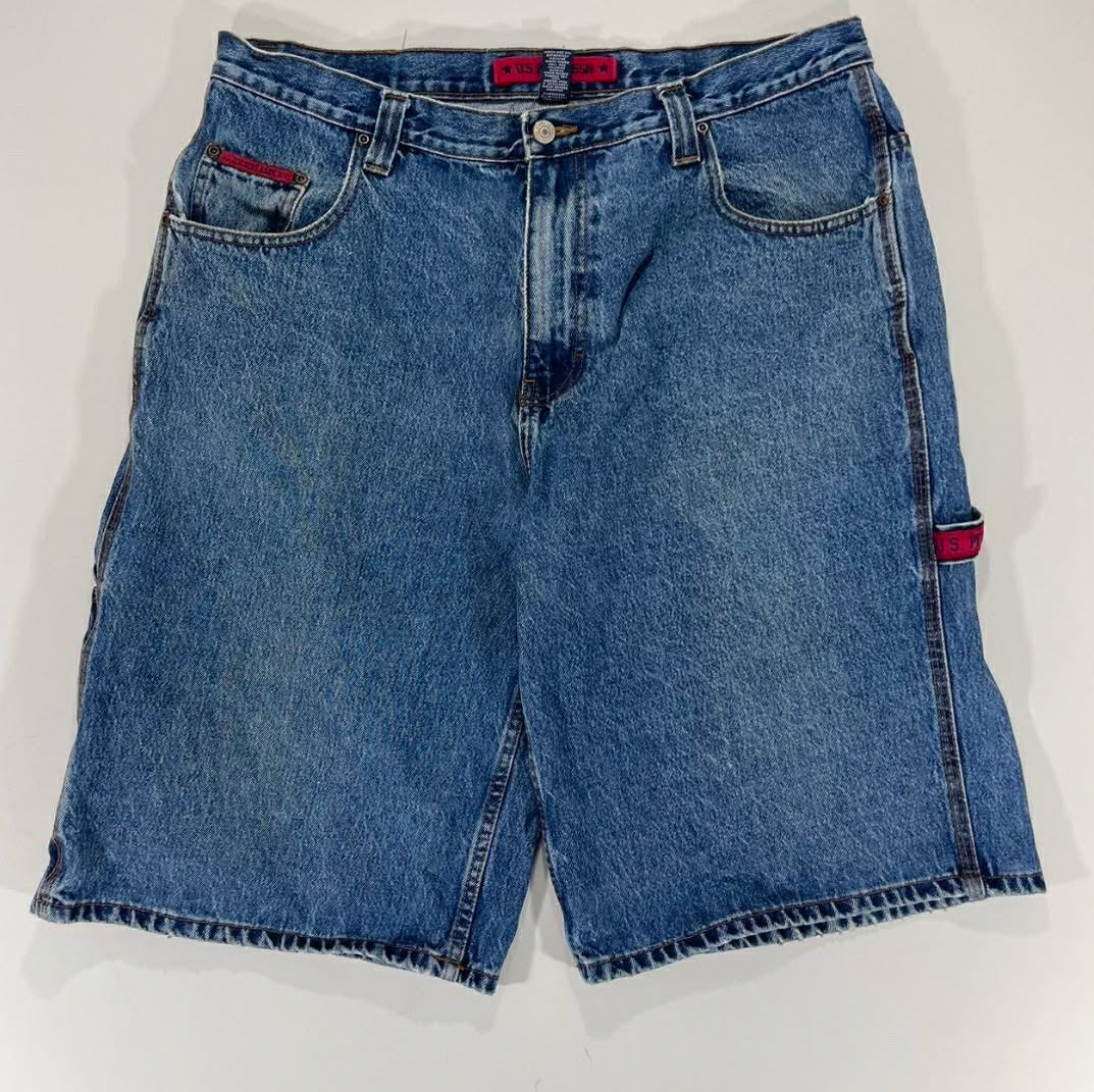VINTAGE U.S POLO ASSN. BLUE DENIM CARGO SHORTS (38)