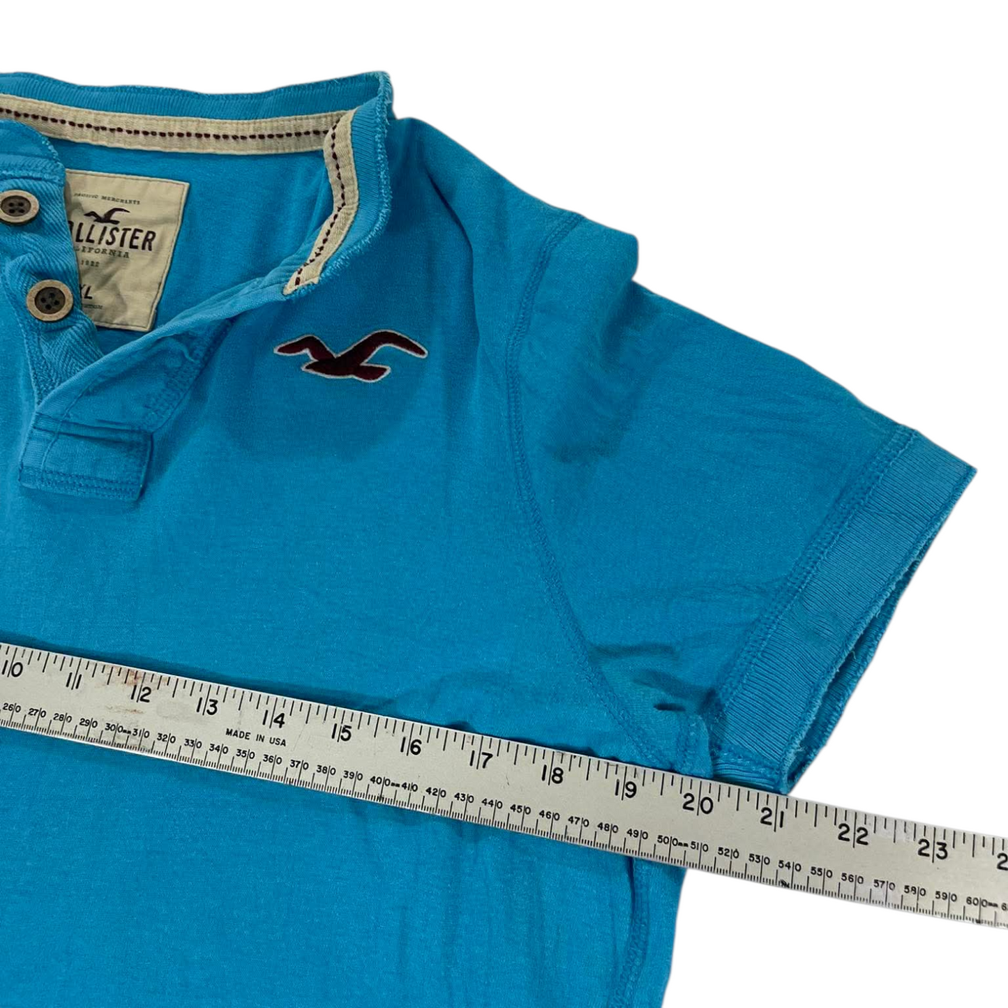 Y2K HOLLISTER BLUE POLO SHIRT (M)