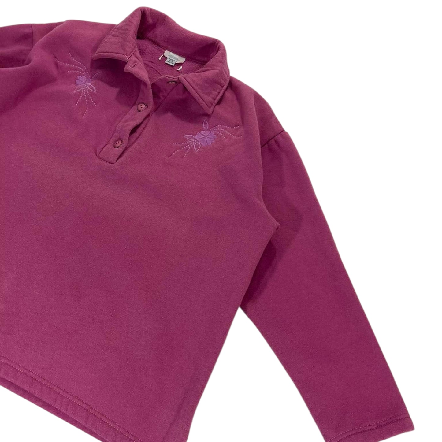 PINK EMBROIDERED QUARTER ZIP (L)