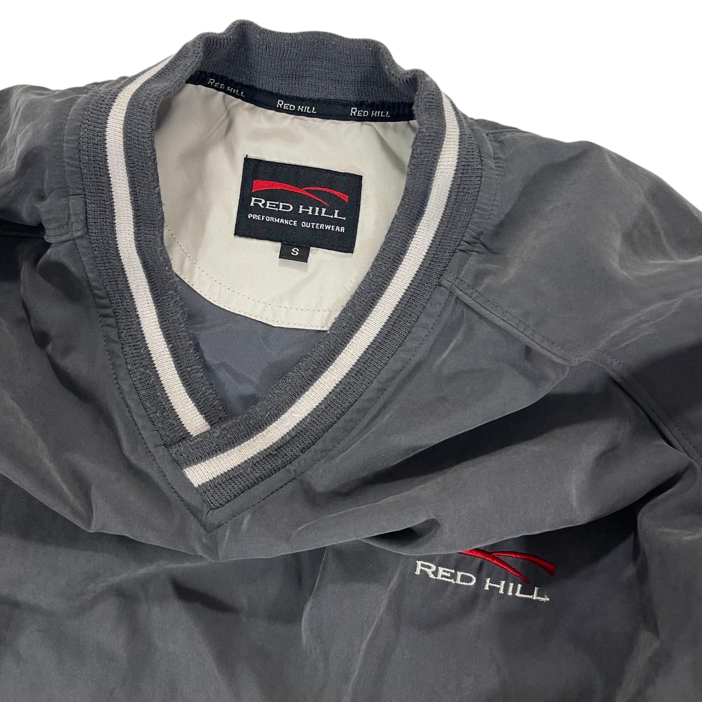 VINTAGE 2 IN 1 DETOUCHABLE SHIRT / PULLOVER RED HILL NAVY WINDBREAKER JACKET / SHIRT (M)