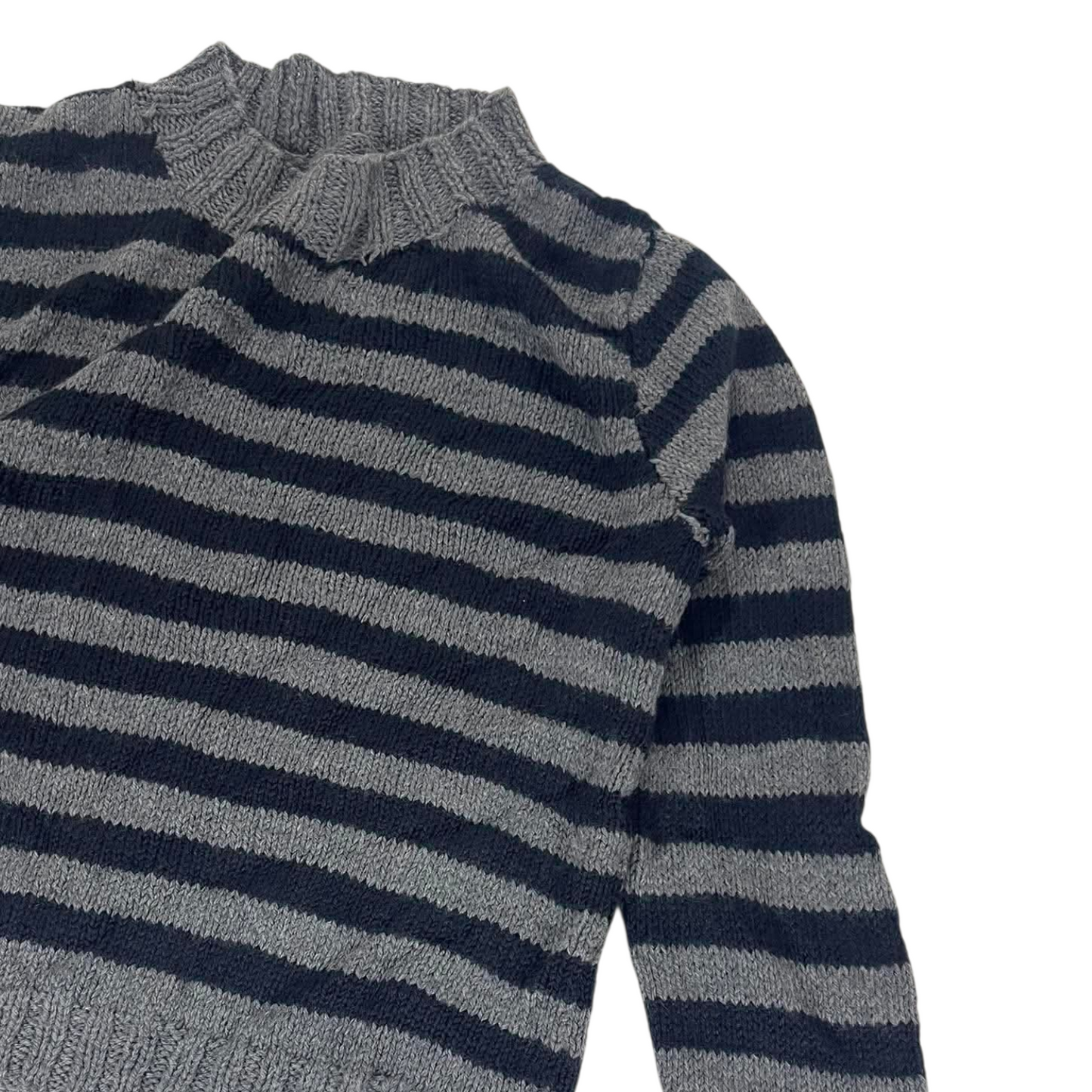 SOFT NAVY & GREY STRIPED SWEATER (M)