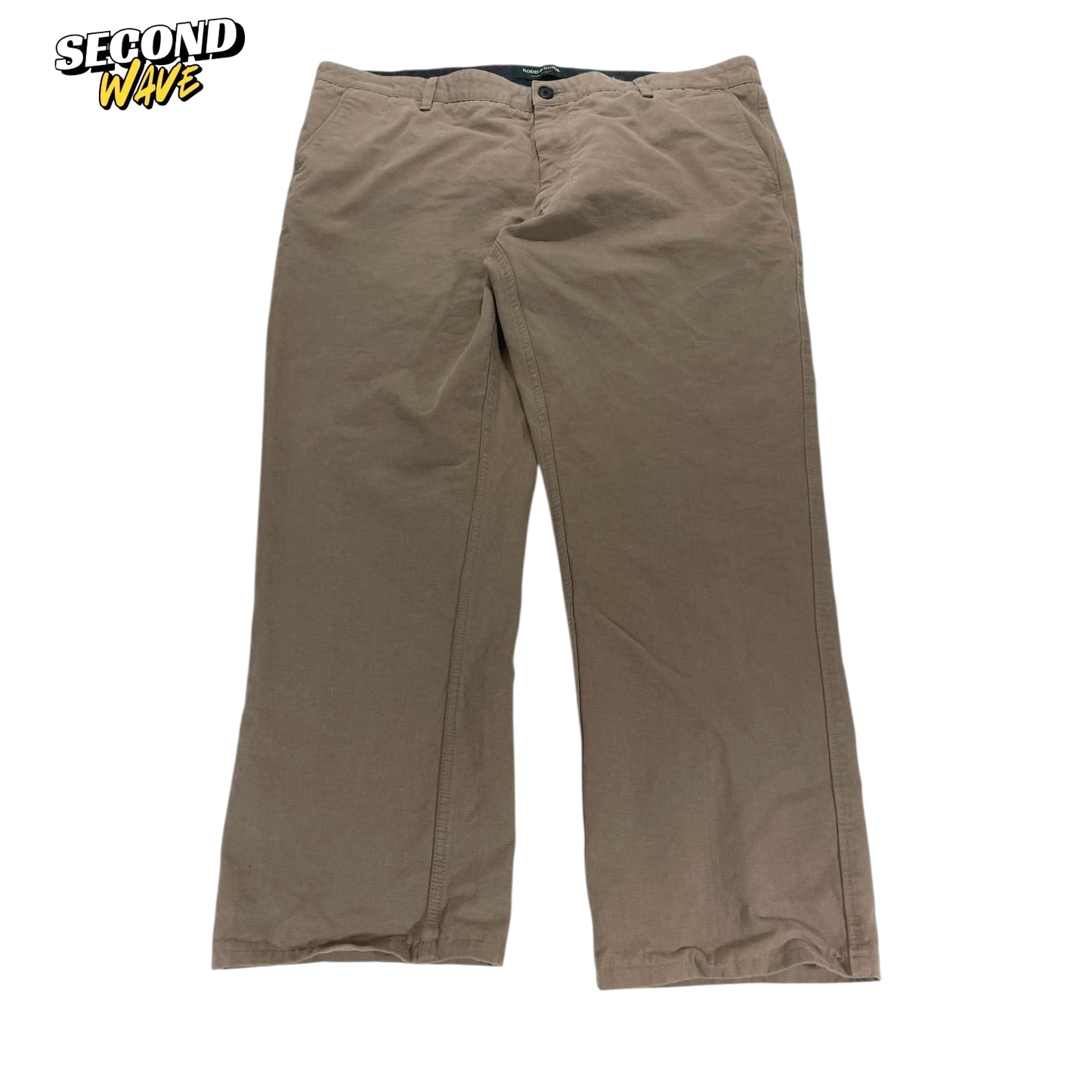 VINTAGE WIDE MEG RODD & GUNN BROWN CHINO TROUSERS (42)