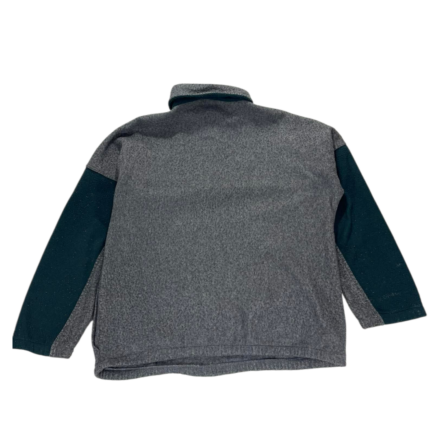 90S GREEN & GREY QUARTER ZIP FLEECE (L-XL)