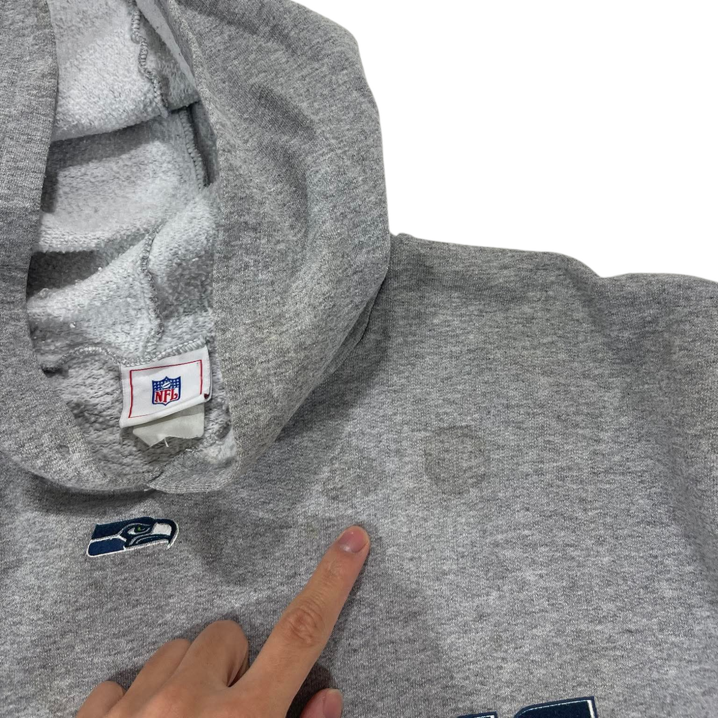 VINTAGE GREY SEATTLE SEAHAWKS HOODIE (M)