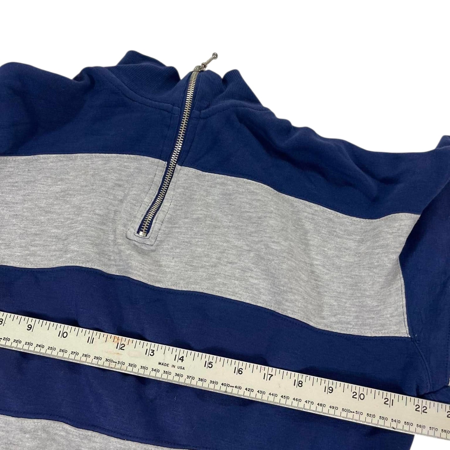WOMENS ITEMS NAVY BLUE & GREY STRIPED QUARTER ZIP (M)