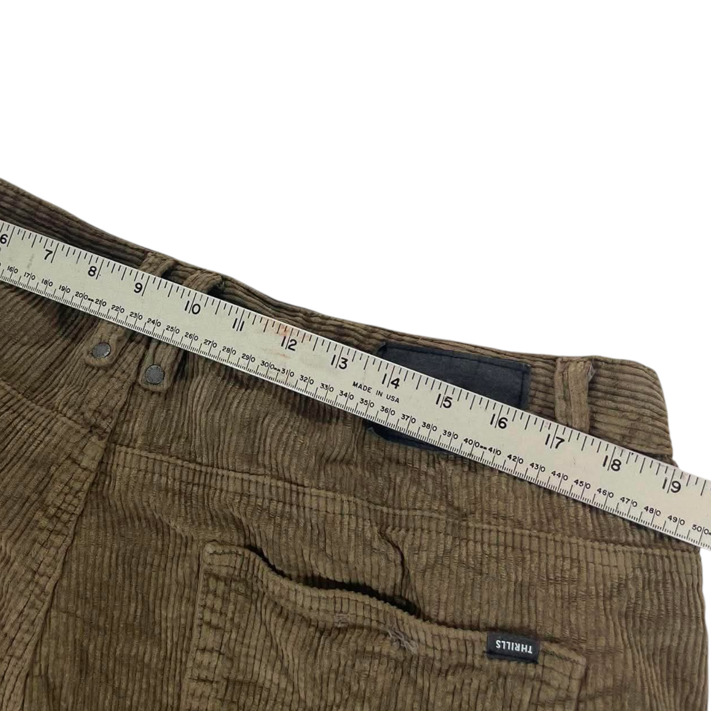 VINTAGE THRILLS BROWN CORDUROY STRAIGHT LEG TROUSERS (38)
