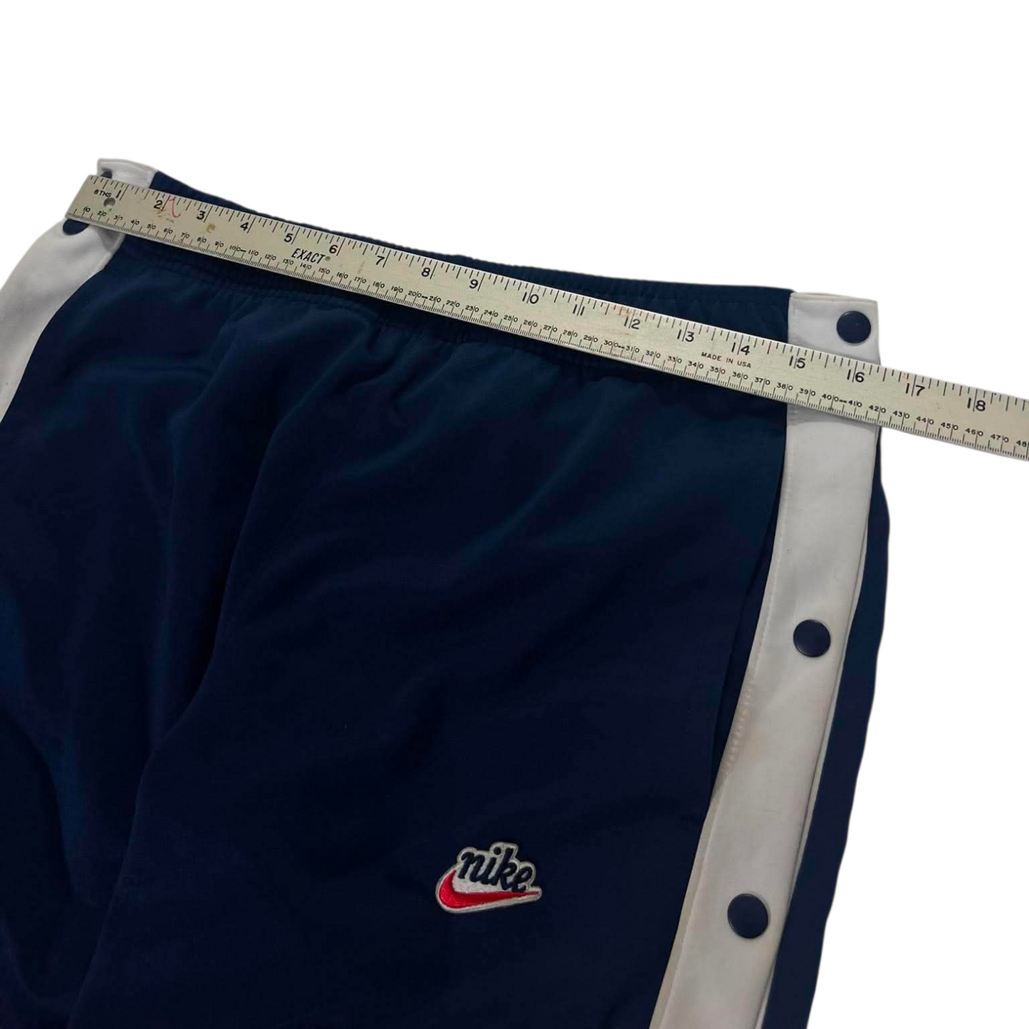 NIKE NAVY BLUE BUTTON TRACK PANTS (L)²