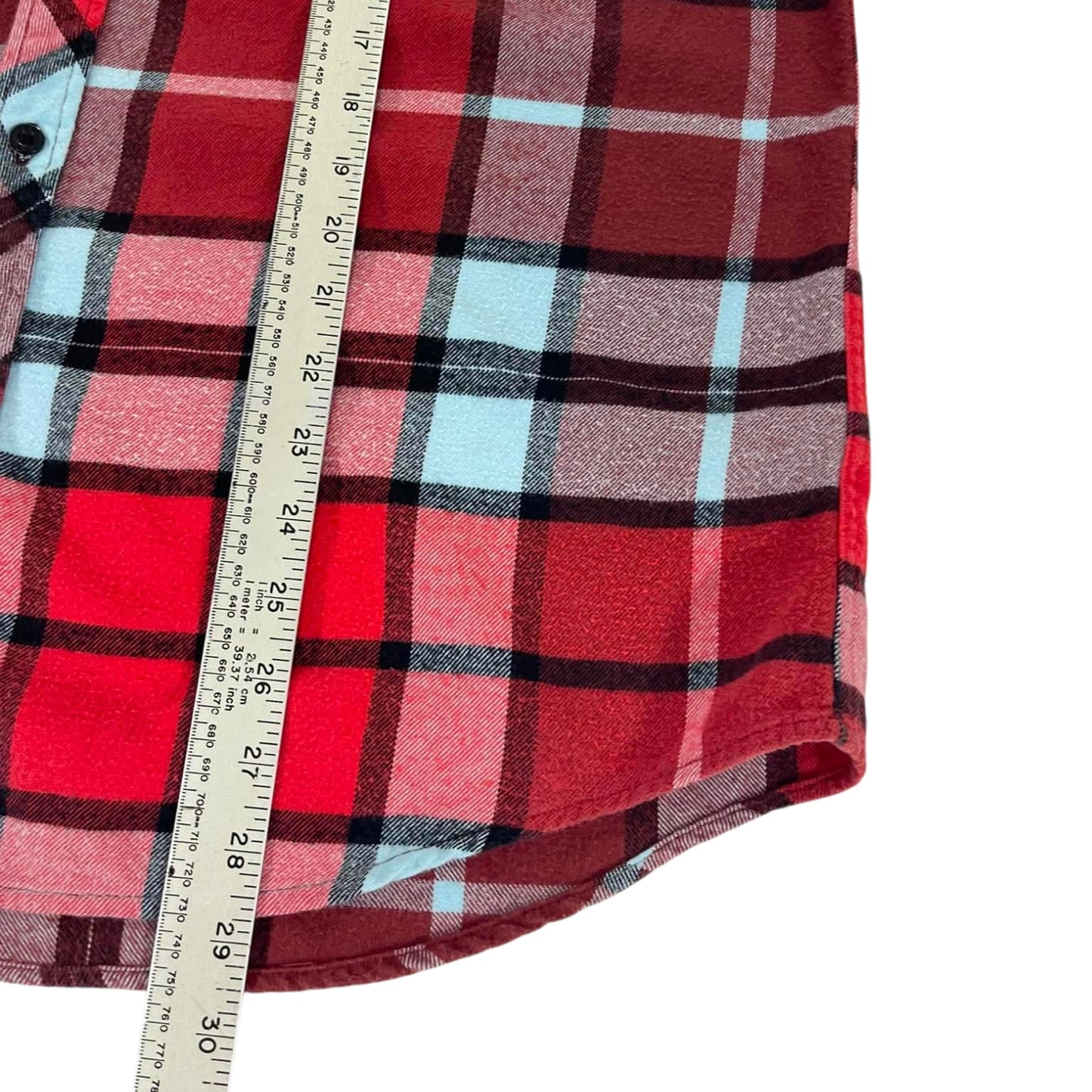 VINTAGE IFD RED PLAID FLANNEL SHIRT (XL)
