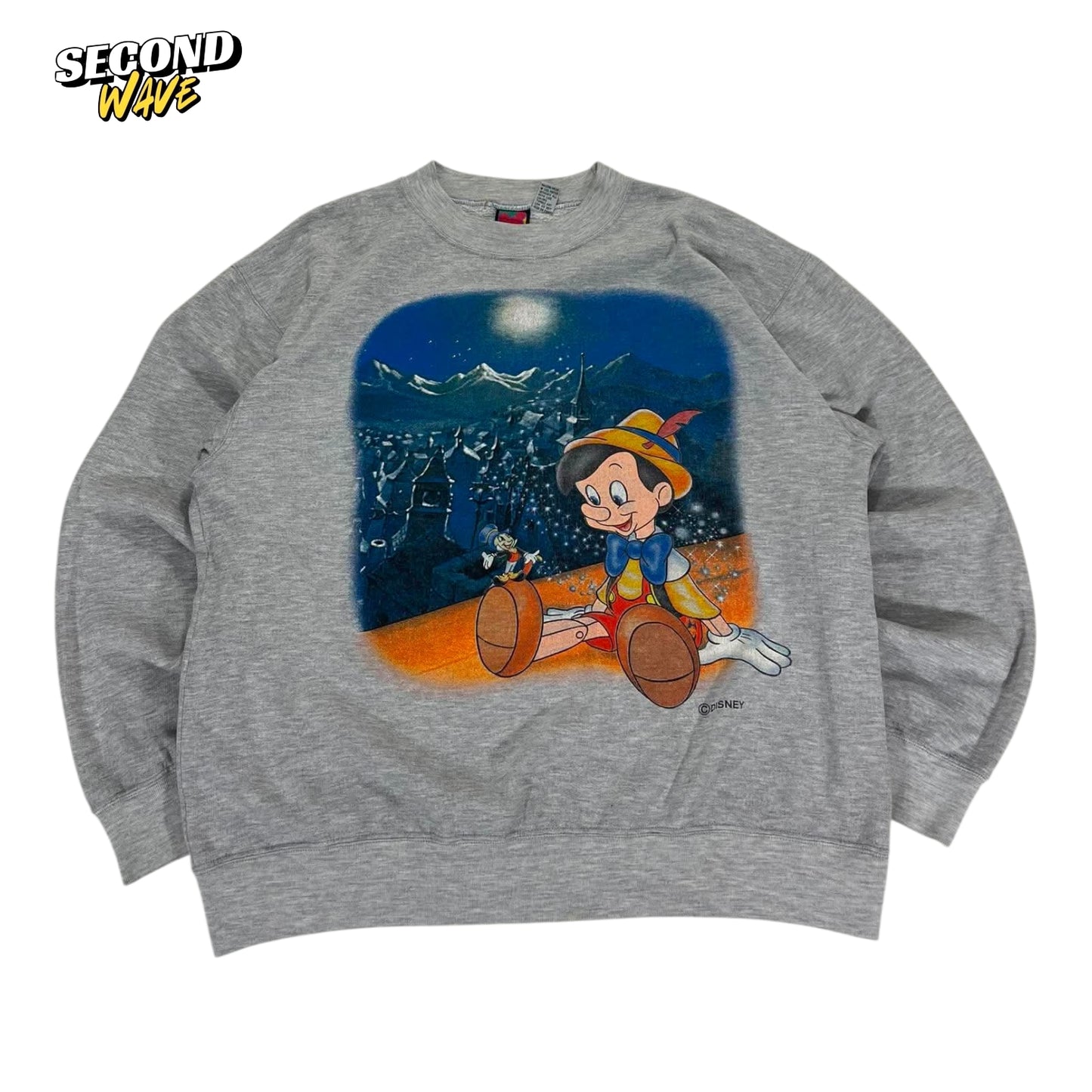 VINTAGE DISNEY GREY PINOCCHIO CREWNECK (M)