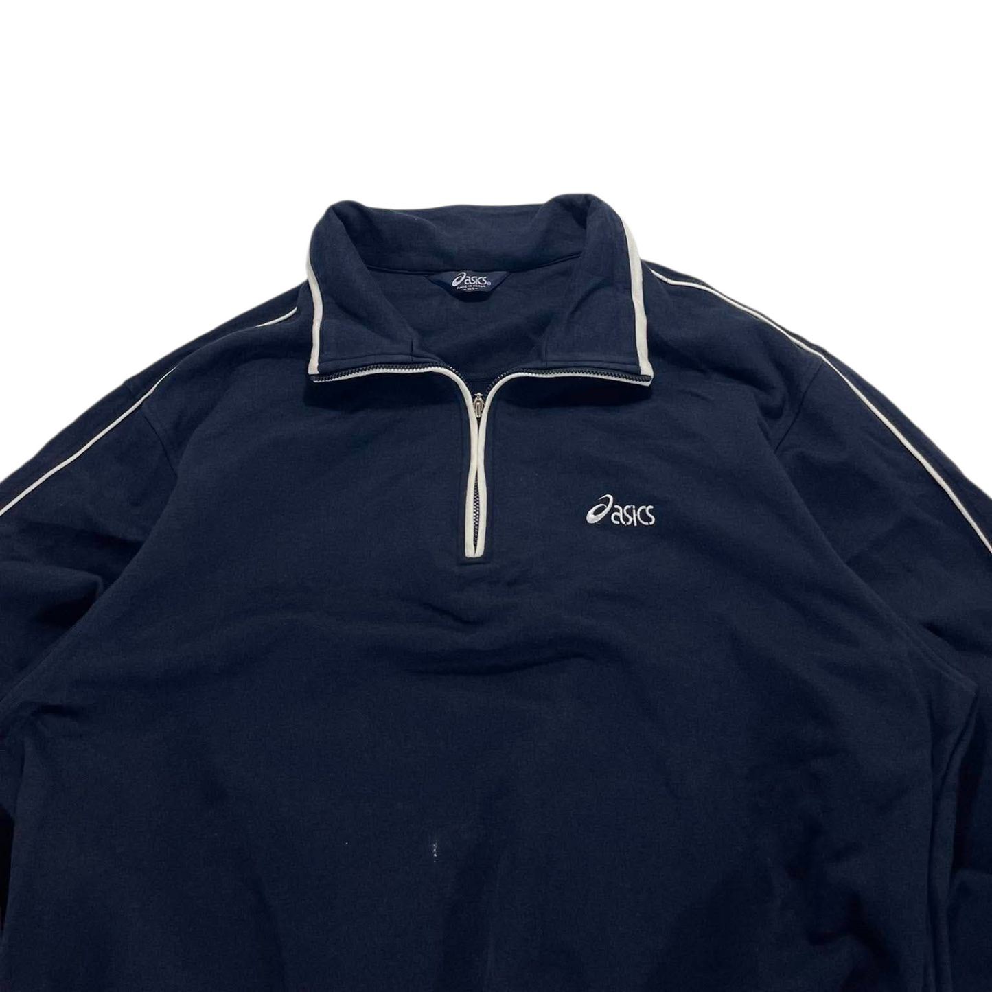 VINTAGE ASICS BLUE QUARTER ZIP (M (105))