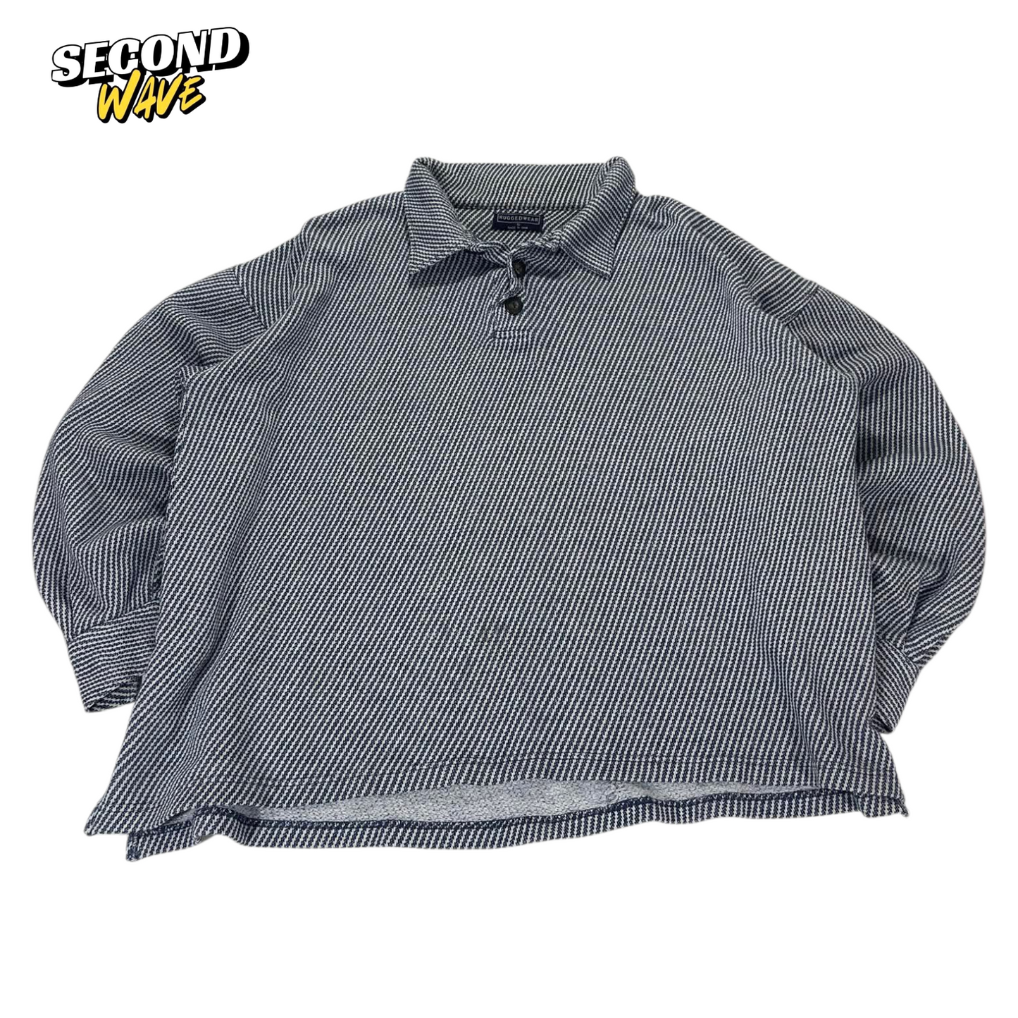 RUGGEDWEAR NAVY STRIPED BUTTON UP SHIRT (M)