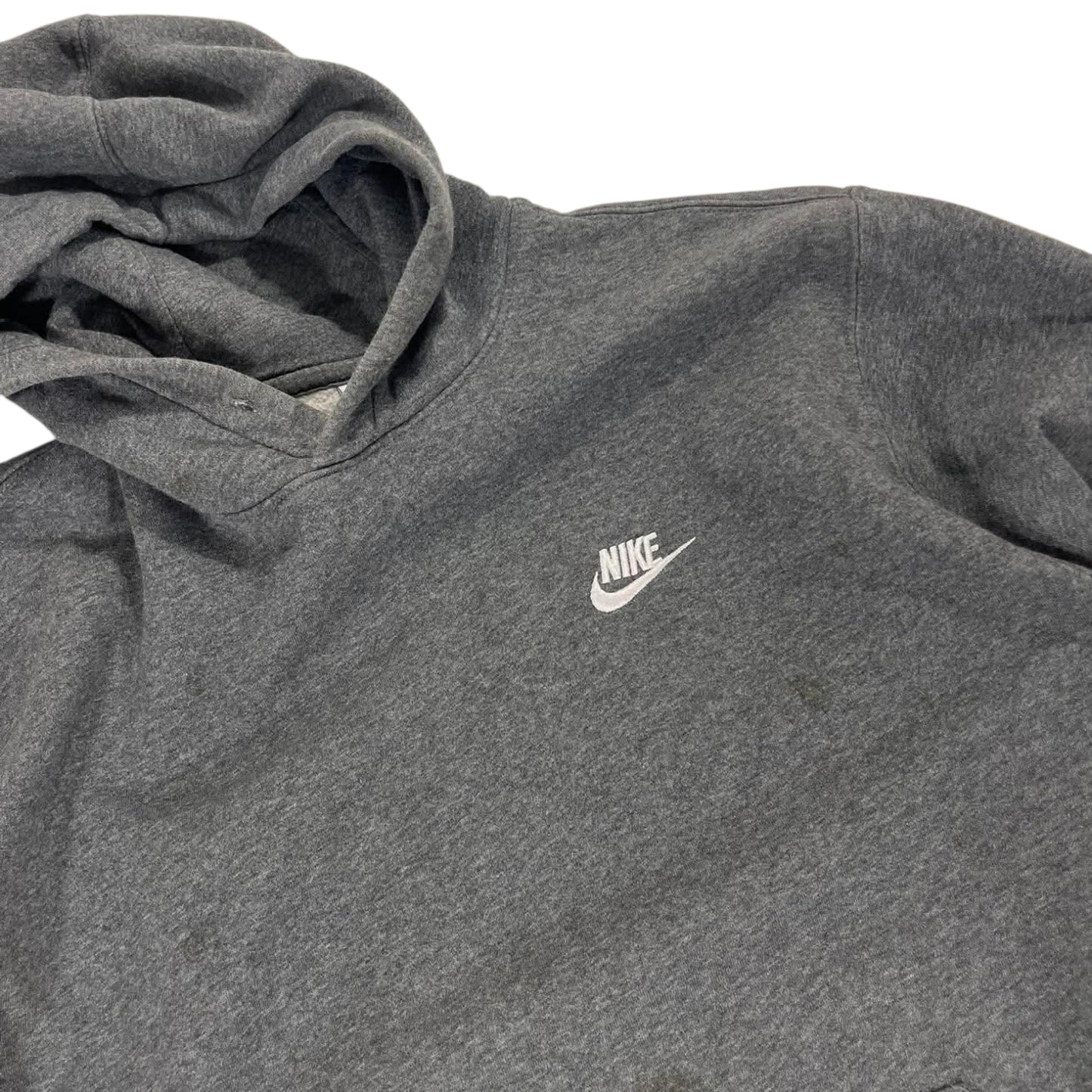 NIKE GREY HOODIE WITH EMBROIDERED LOGO (L)