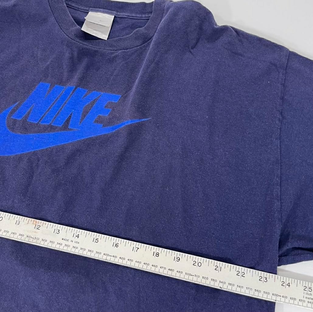 VINTAGE NIKE BLUE COTTON T-SHIRT WITH FRONT LOGO (L-XL)