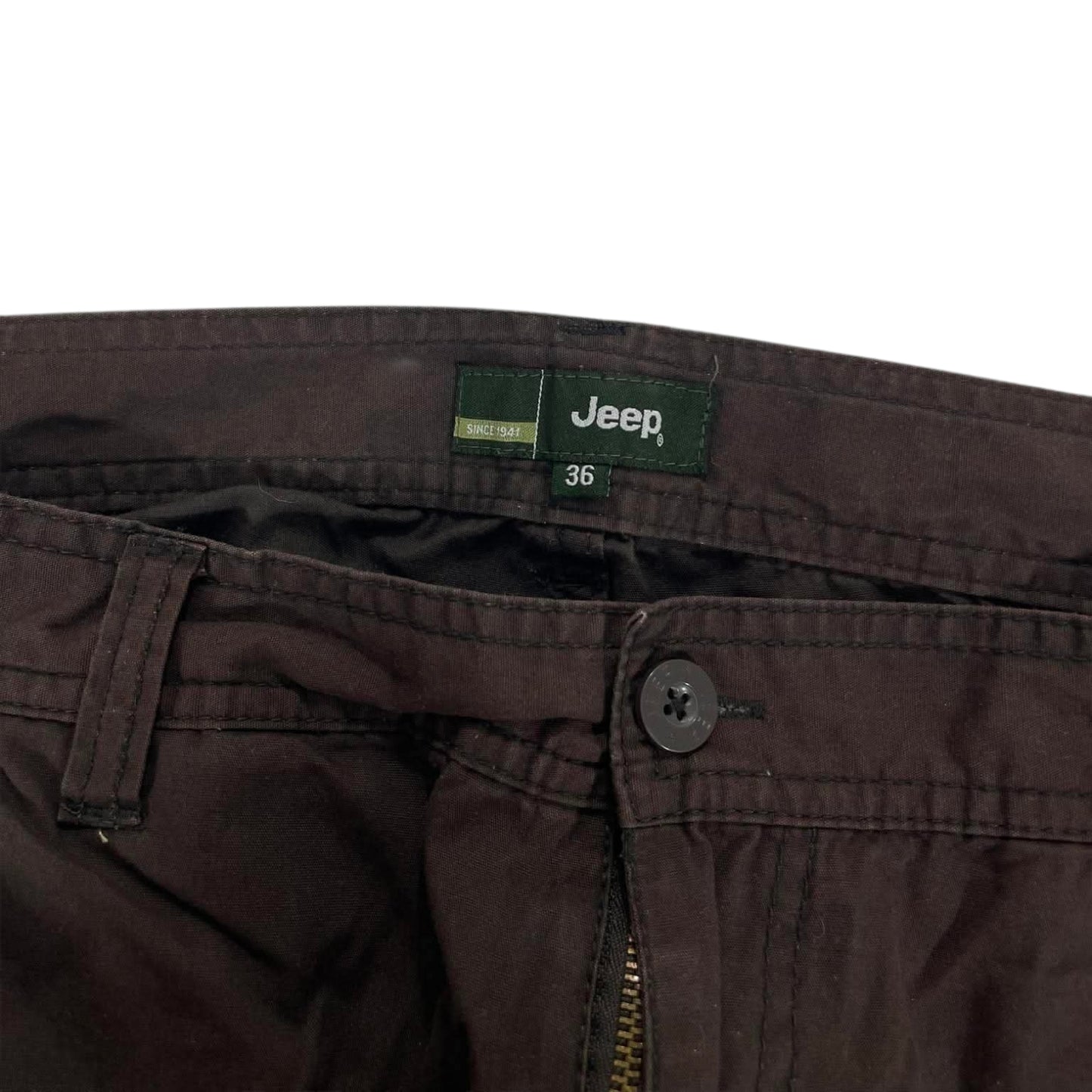 VINTAGE JEEP BROWN CARGO PANTS WITH MULTIPLE POCKETS AND A RELAXED FIT (36)