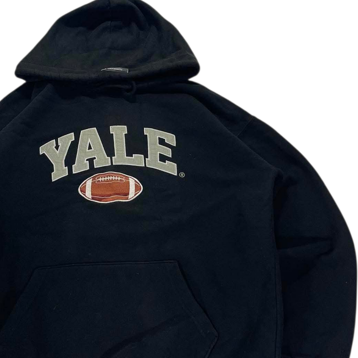 VINTAGE EMBROIDERED YALE BLACK HOODIE (L - XL)