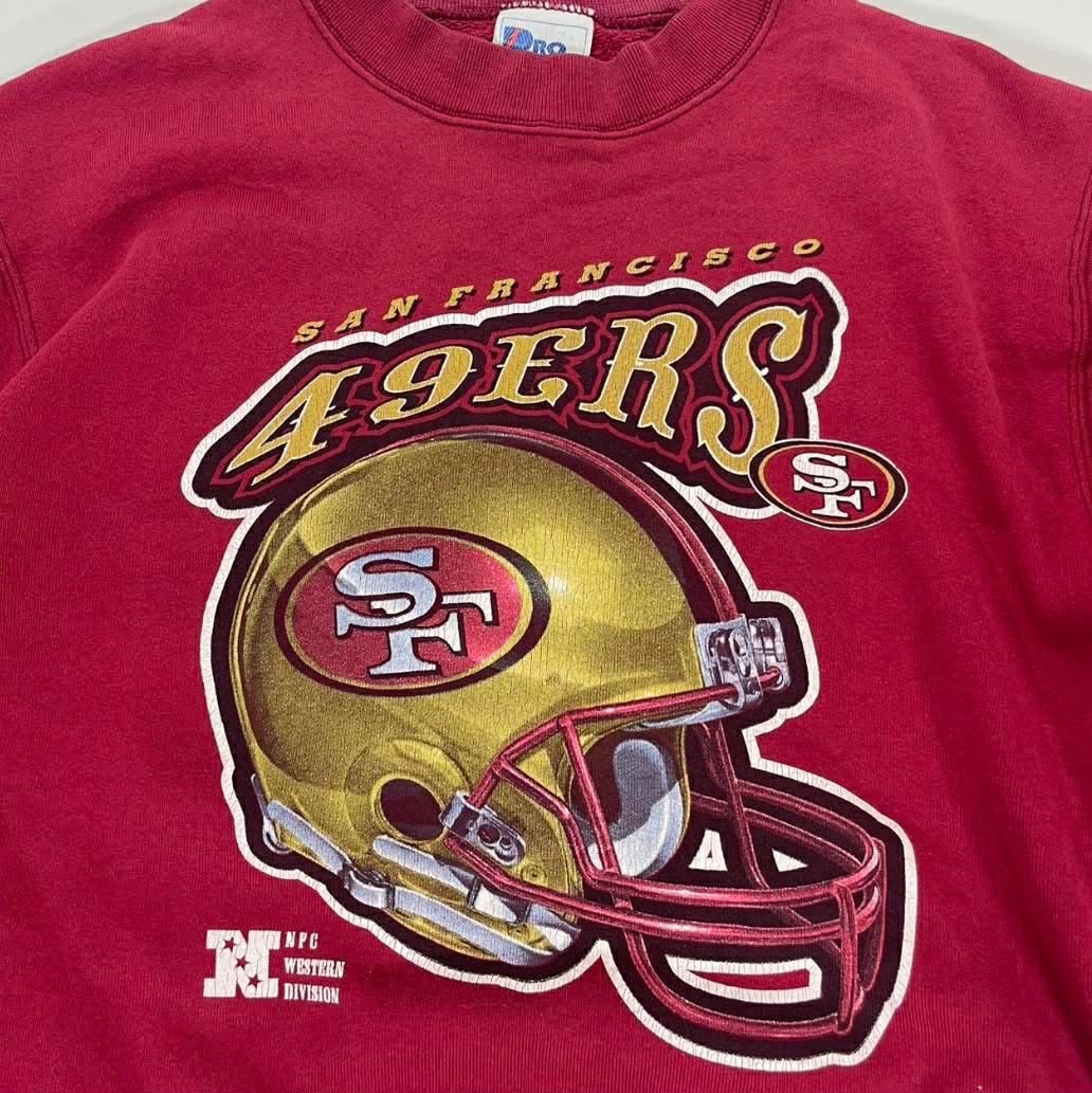 VINTAGE HELMET SAN FRANCISCO 49ERS RED CREWNECK SWEATSHIRT (M)