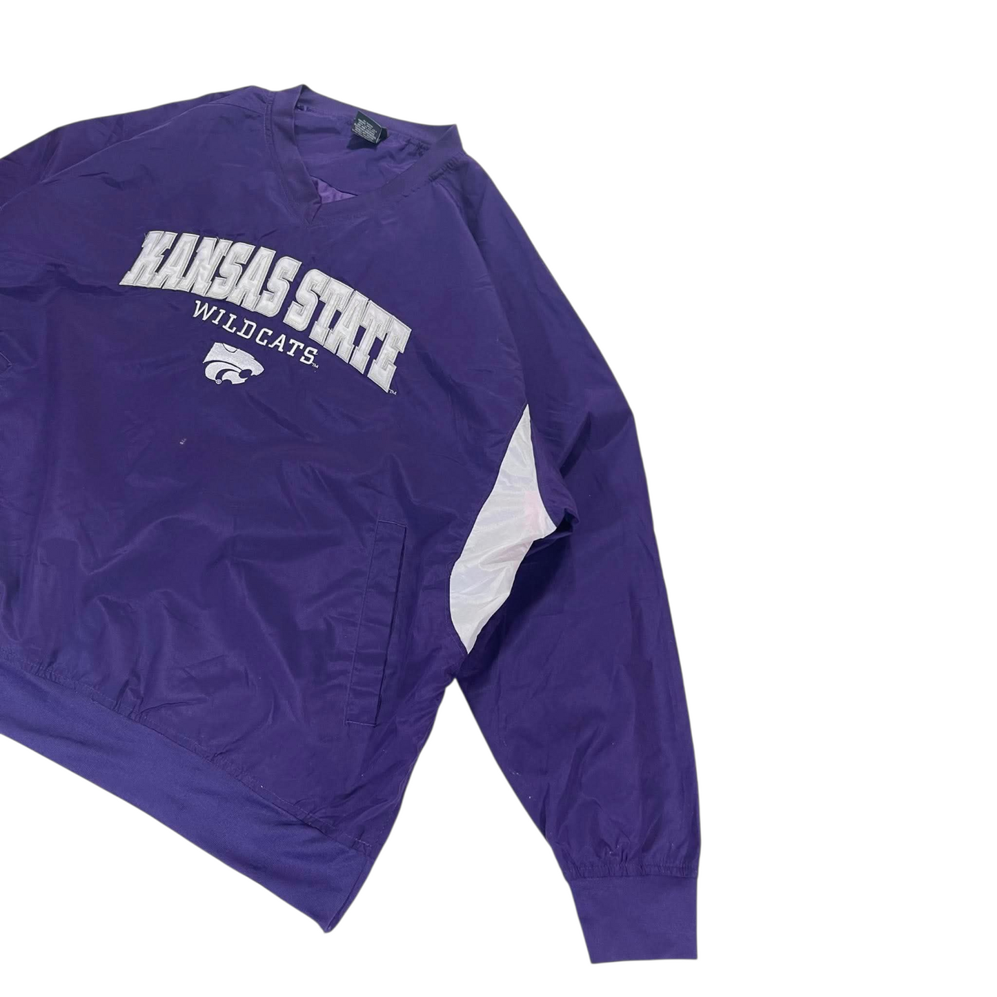 VINTAGE KANSAS STATE WILDCATS PURPLE PULLOVER WINDBREAKER JACKET (L)