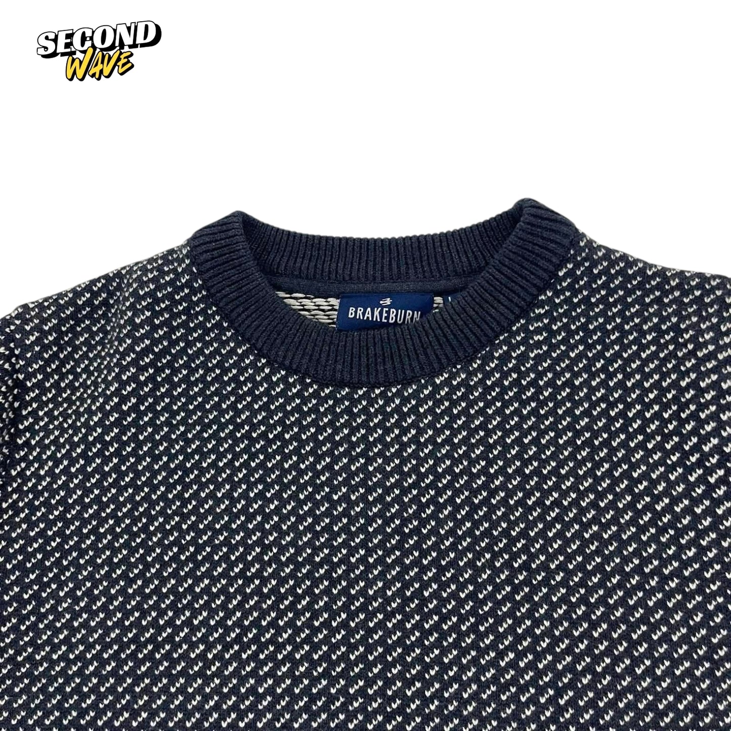 VINTAGE BRAKEBURN NAVY BLUE KNITTED JUMPER (L)