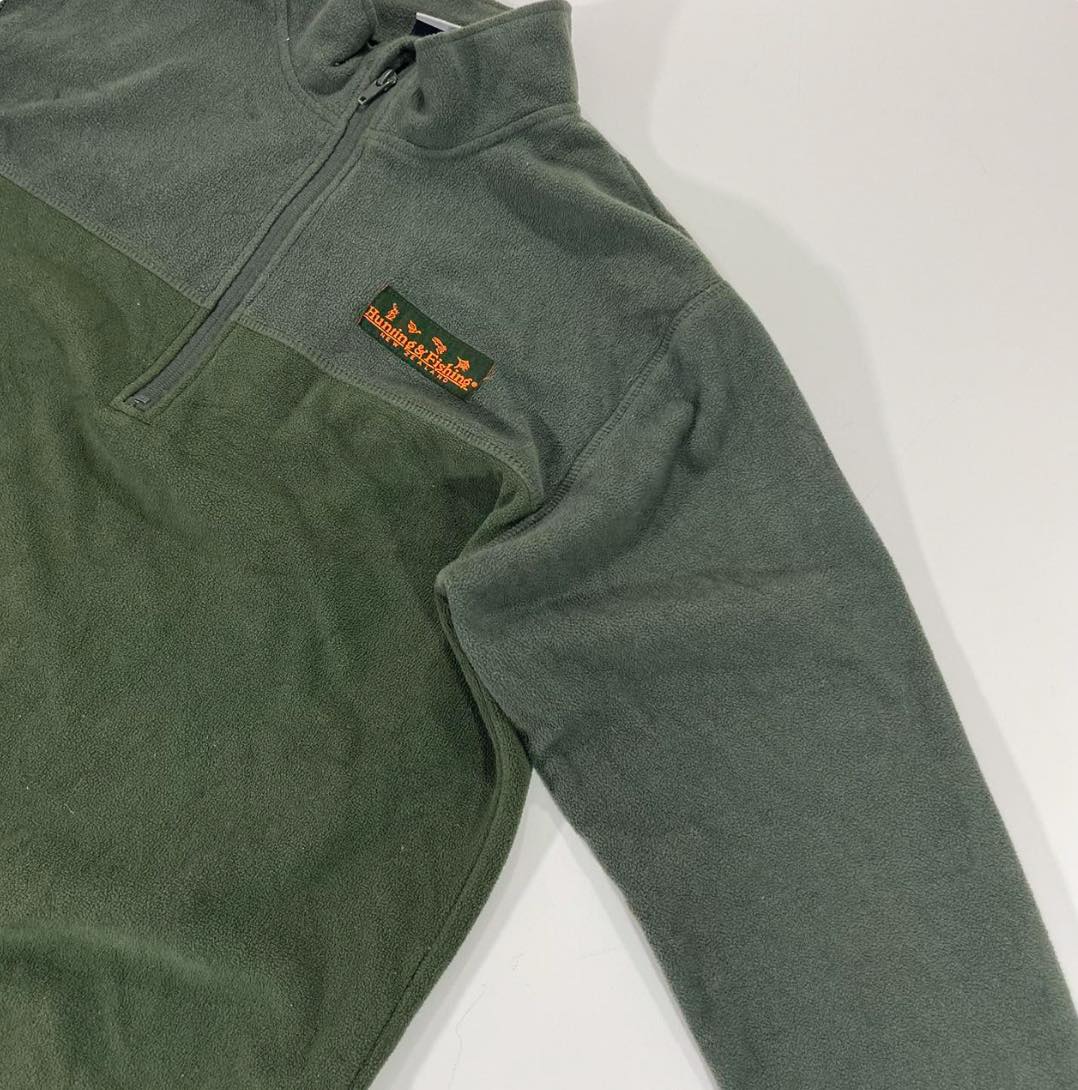 HUNTING & FISHING GREEN QUARTER ZIP FLEECE (M)
