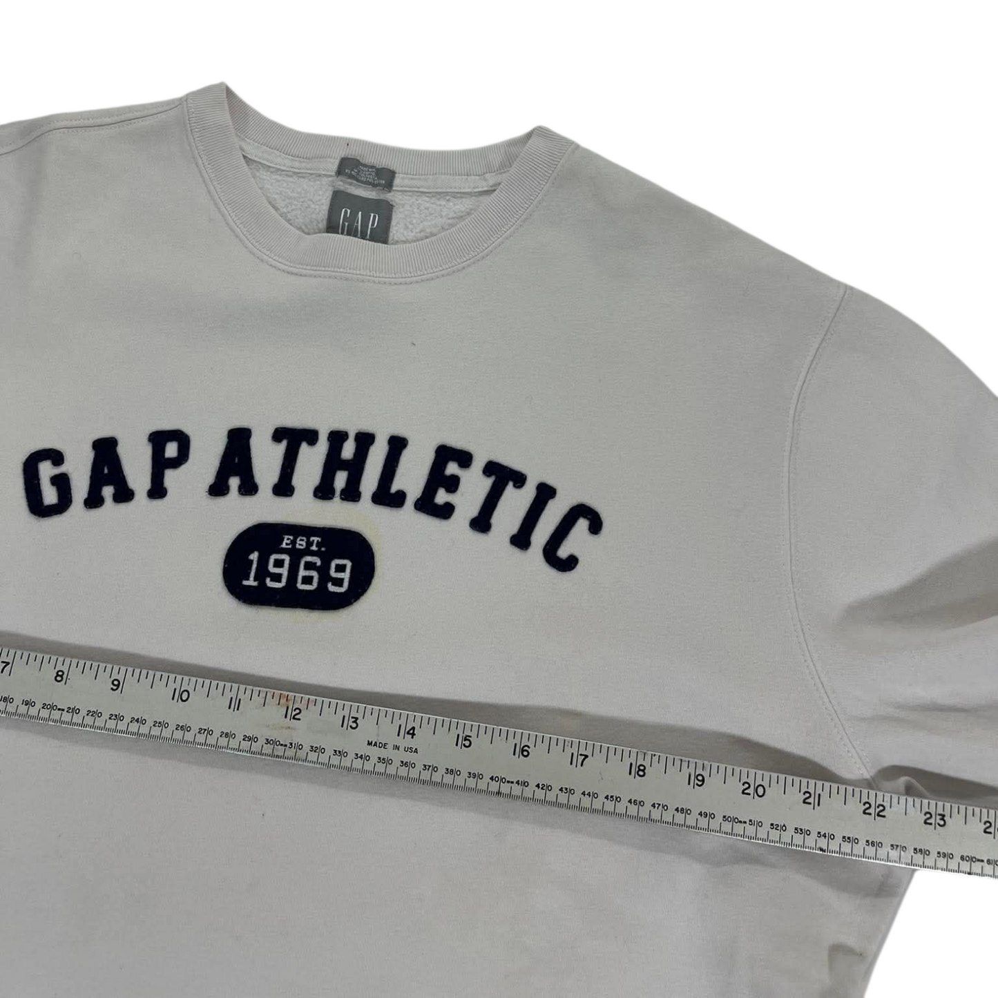 VINTAGE CREAM GAP ATHLETIC CREWNECK SWEATSHIRT (M)