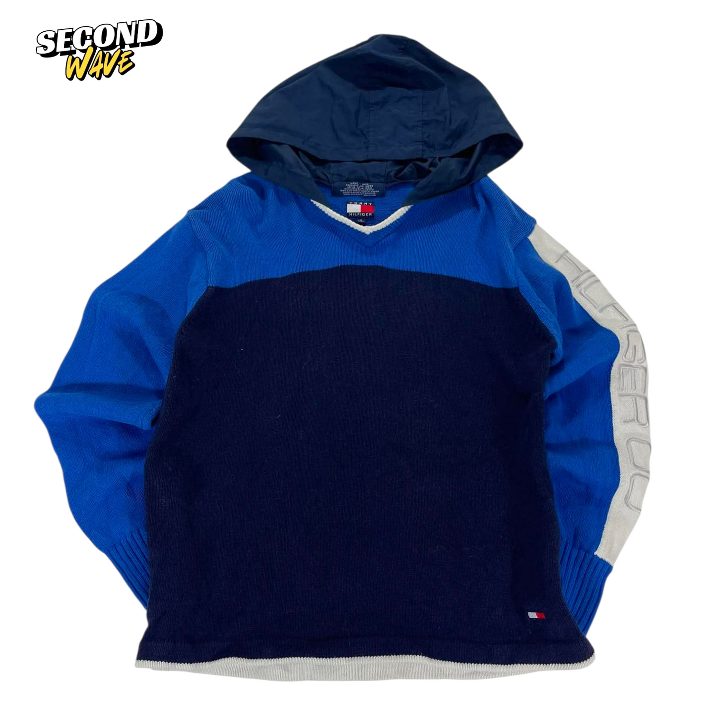TOMMY HILFIGER BLUE & NAVY STRIPED HOODIE (S)