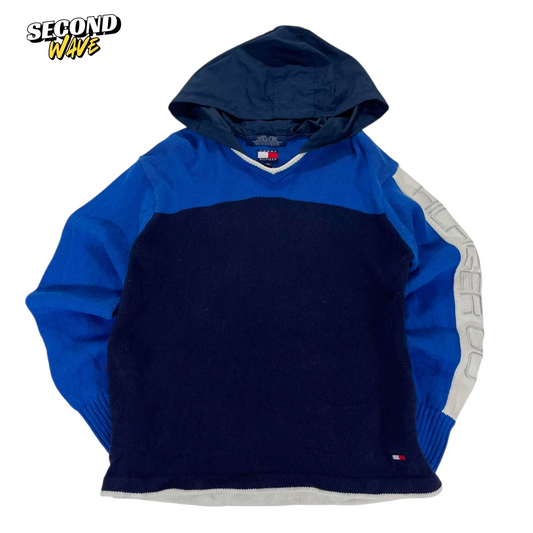TOMMY HILFIGER BLUE & NAVY STRIPED HOODIE (S)