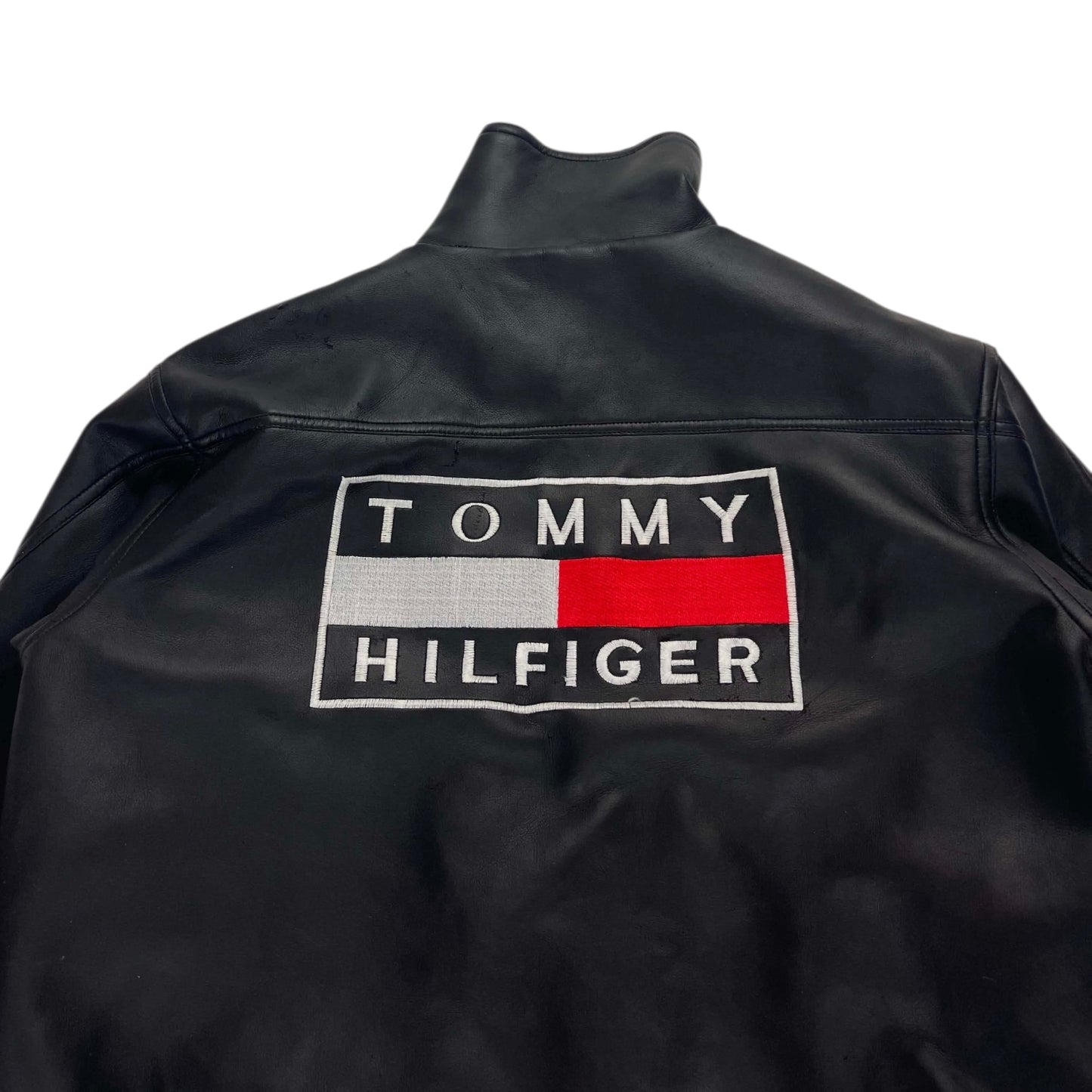 VINTAGE BL TOMMY HILFIGER BLACK LEATHER JACKET (S)