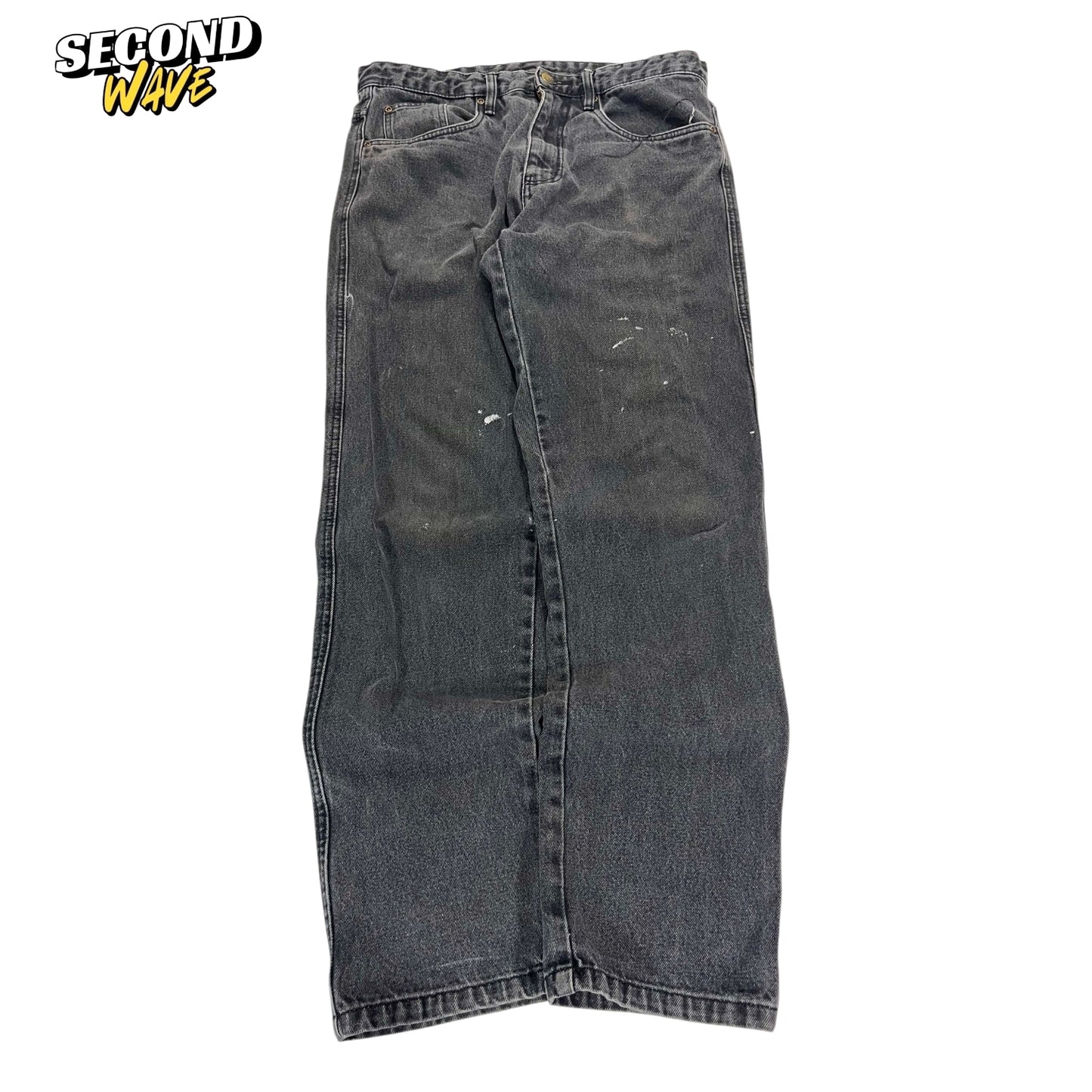 VINTAGE TRASHED STRONGMAN BLACK JEANS (34")