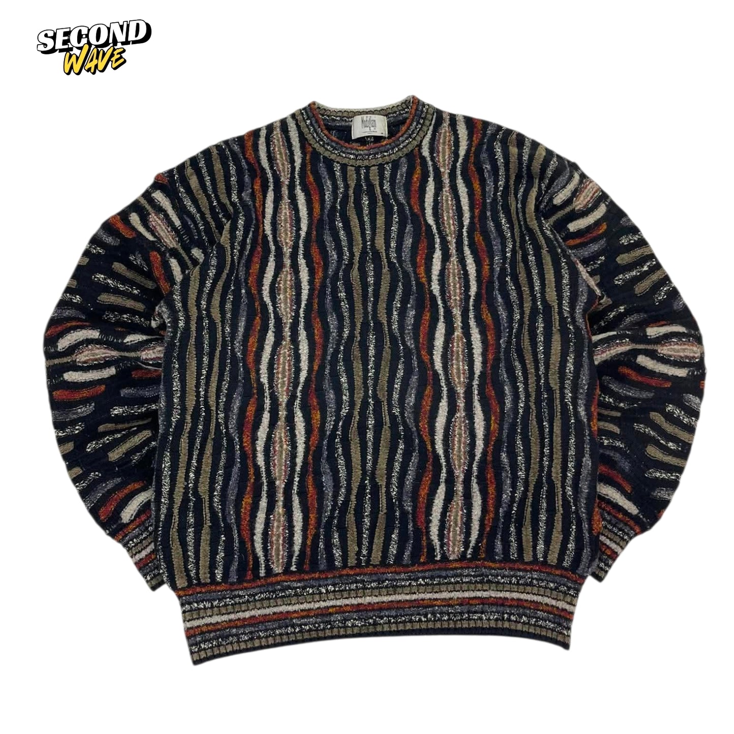 VINTAGE 90S MODIGLIANI MULTICOLOURED STRIPED SWEATER (M)