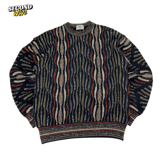 VINTAGE 90S MODIGLIANI MULTICOLOURED STRIPED SWEATER (M)